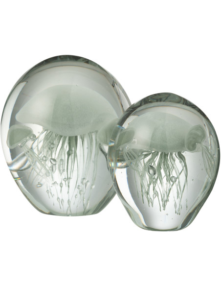 Grand Presse papier sulfure Méduses Goutte Hauteur 16 cm en Verre Transparent Vert clair Calypso - 2