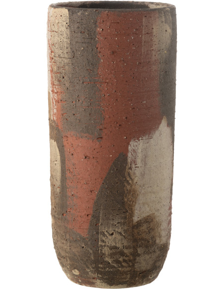 Grand Vase vintage Rond Hauteur 50 cm en Céramique Marron Beige Noir Miltos - 1