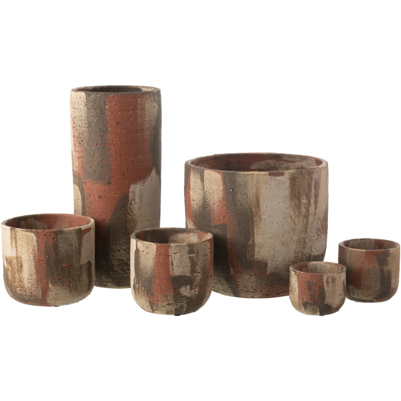 Grand Vase vintage Rond Hauteur 50 cm en Céramique Marron Beige Noir Miltos - 2