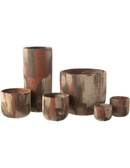 Grand Vase vintage Rond Hauteur 50 cm en Céramique Marron Beige Noir Miltos - 2