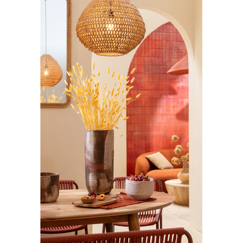 Grand Vase vintage Rond Hauteur 50 cm en Céramique Marron Beige Noir Miltos - 4