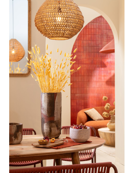 Grand Vase vintage Rond Hauteur 50 cm en Céramique Marron Beige Noir Miltos - 4