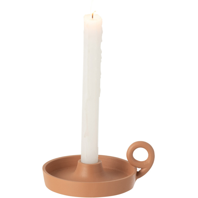 Bougeoir à poignée Zénith Hauteur 5 cm en Métal Pêche - 2