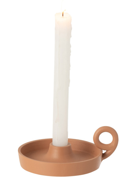 Bougeoir à poignée Zénith Hauteur 5 cm en Métal Pêche - 2