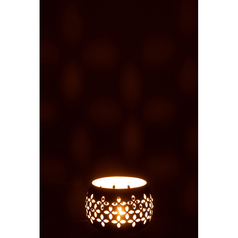 Photophore moderne noir brillant en métal perforé 13 cm - 3