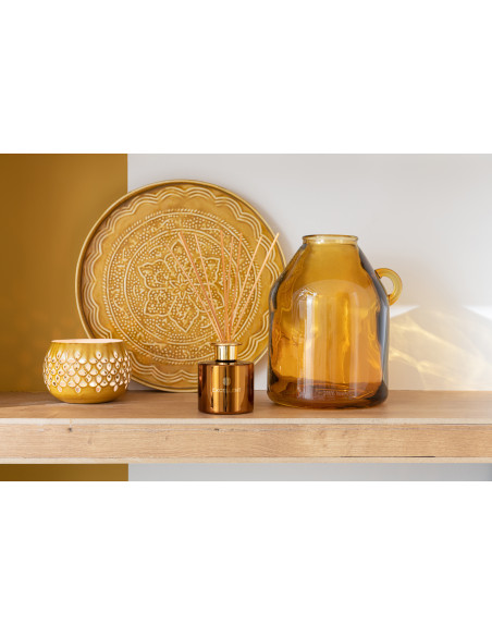 Photophore moderne ocre en métal perforé 13 cm - 2