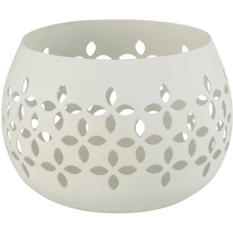 Photophore moderne blanc en métal perforé 13 cm - 1