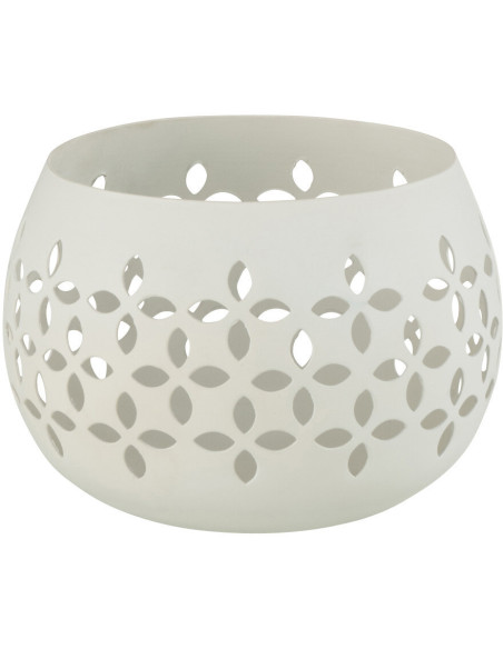 Photophore moderne blanc en métal perforé 13 cm - 1