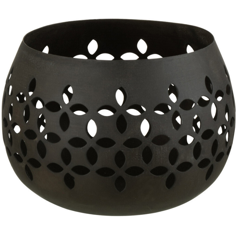 Photophore moderne noir mat en métal perforé 13 cm - 1