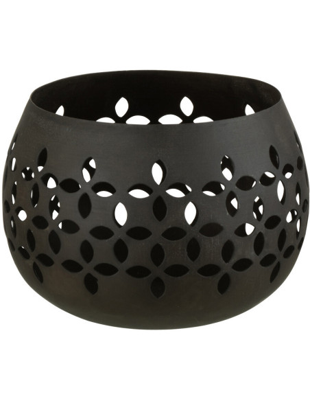 Photophore moderne noir mat en métal perforé 13 cm - 1