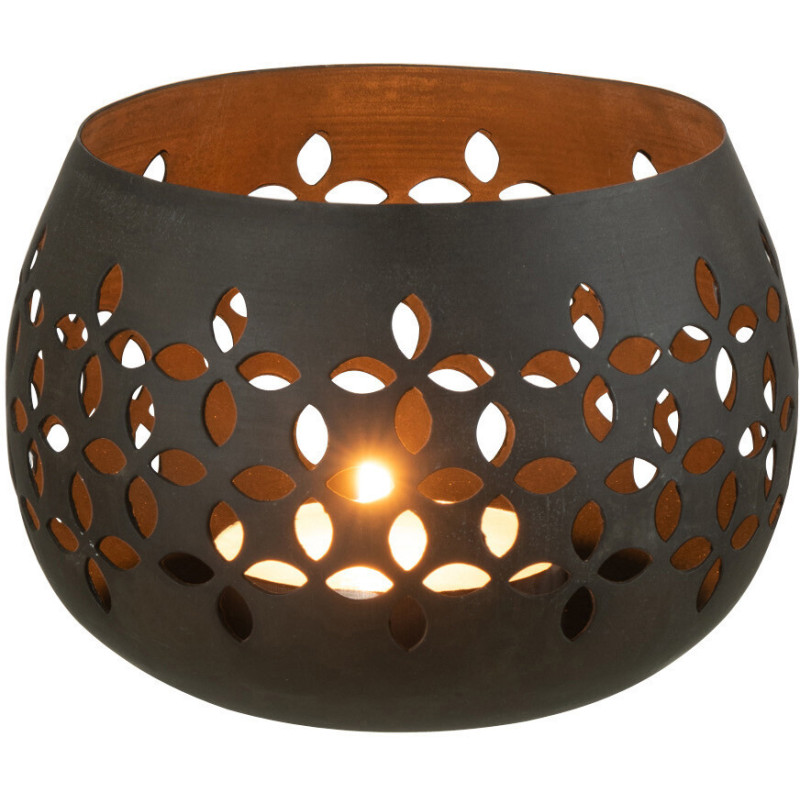 Photophore moderne noir mat en métal perforé 13 cm - 3