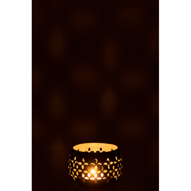 Photophore moderne noir mat en métal perforé 13 cm - 4