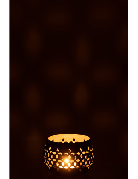 Photophore moderne noir mat en métal perforé 13 cm - 4