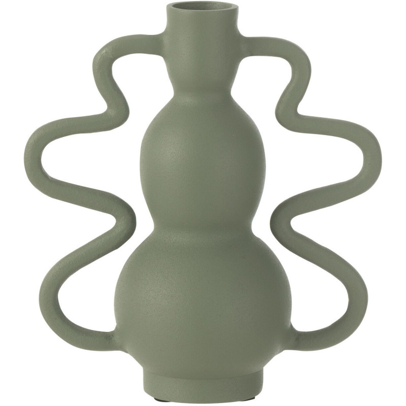 Vase Boule 2 anses Hauteur 20 cm en Métal Vert Aylo - 1