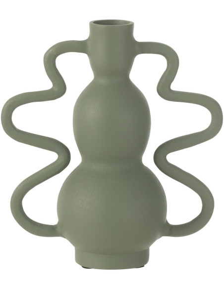 Vase Boule 2 anses Hauteur 20 cm en Métal Vert Aylo - 1