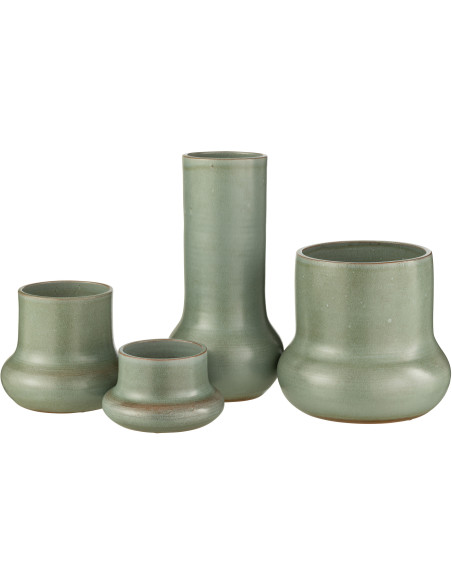 Vase Cylindrique Organique Hauteur 40 cm en Céramique Bleu Hatio - 3