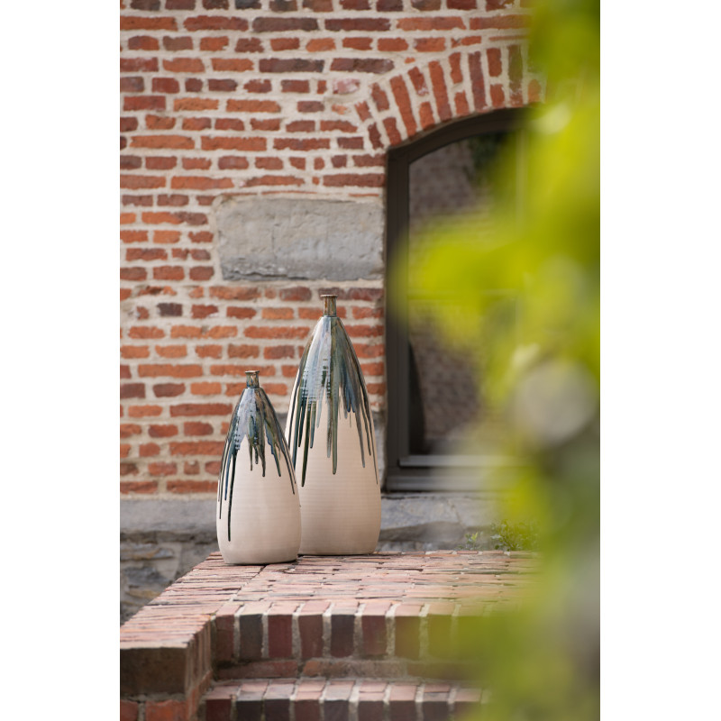 Vase Ovale XXL Hauteur 70 cm en Céramique Beige Vert Paint - 4