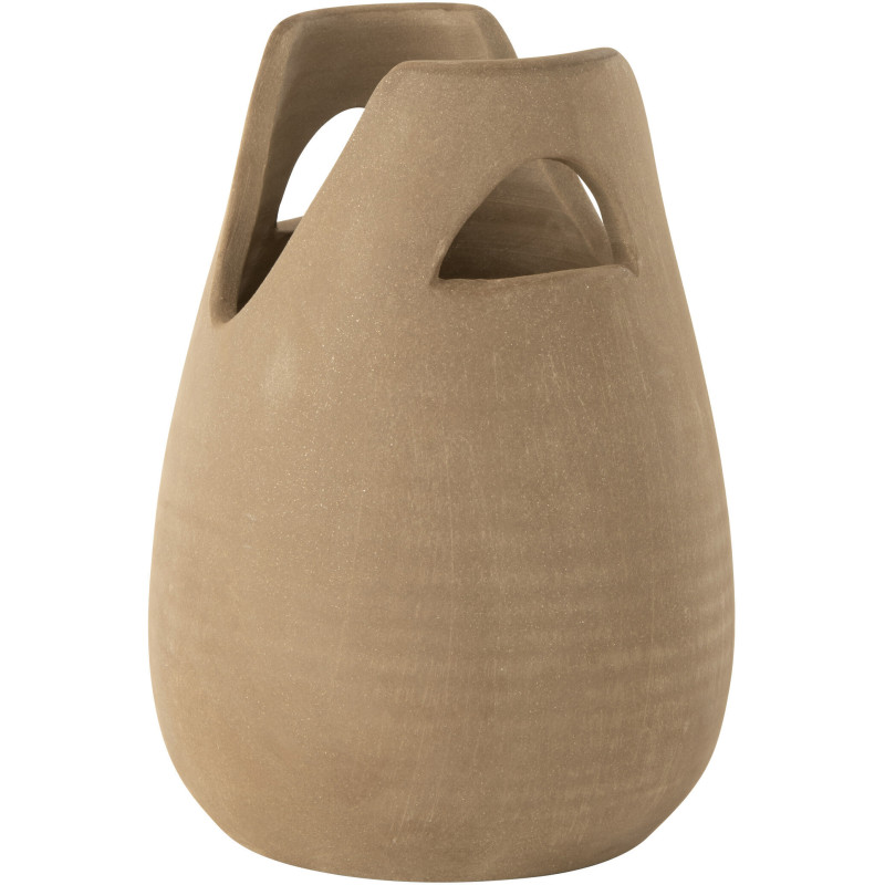 Vase Ovale avec 2 anses Hauteur 30 cm en Céramique Beige Bag - 1