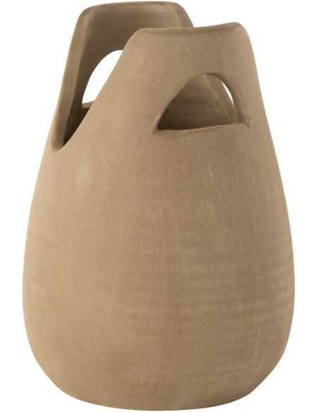 Vase Ovale avec 2 anses Hauteur 30 cm en Céramique Beige Bag - 1