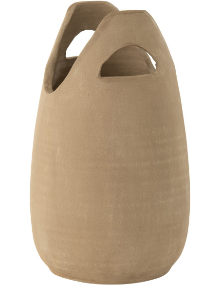 Vase Ovale avec 2 anses Hauteur 40 cm en Céramique Beige Bag - 1