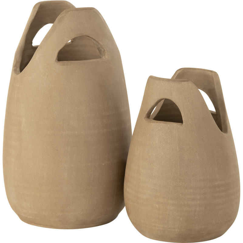 Vase Ovale avec 2 anses Hauteur 40 cm en Céramique Beige Bag - 2