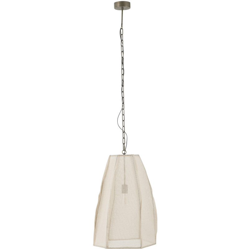 Suspension Haute 50 cm en Lin Blanc Métal Pear - 1