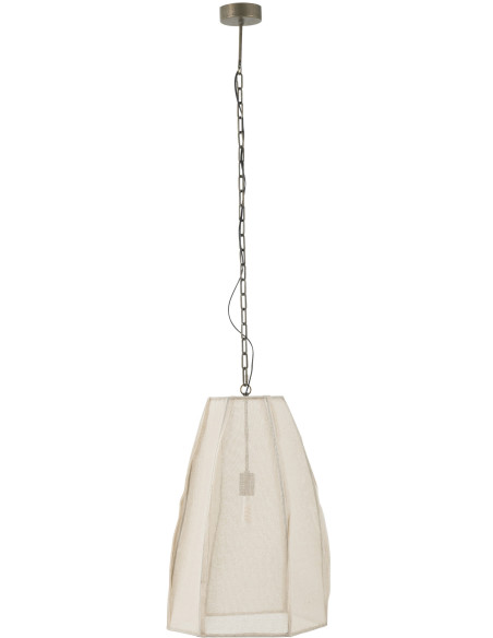Suspension Haute 50 cm en Lin Blanc Métal Pear - 1