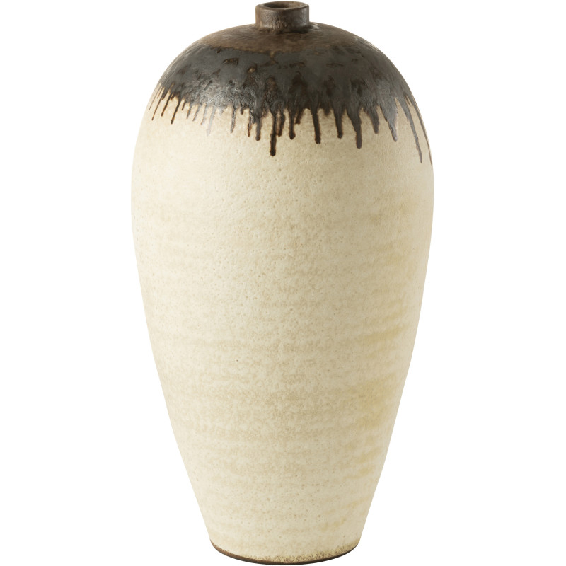 Vase Ovale XXL Hauteur 70 cm en Céramique Beige Marron Lombok - 1