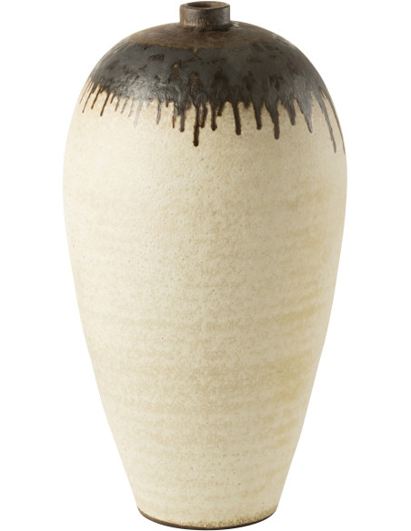 Vase Ovale XXL Hauteur 70 cm en Céramique Beige Marron Lombok - 1