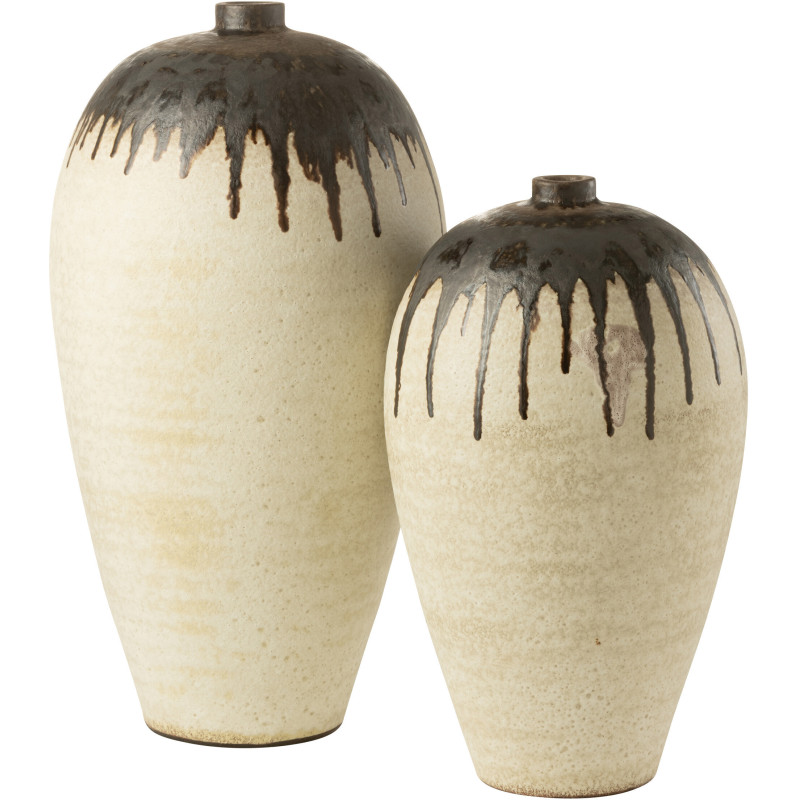 Vase Ovale XXL Hauteur 70 cm en Céramique Beige Marron Lombok - 2