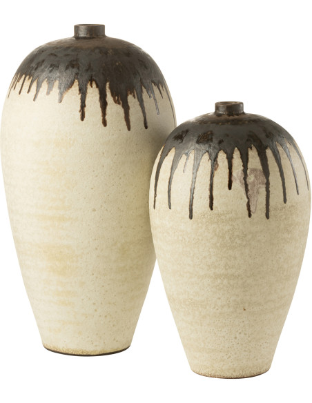 Vase Ovale XXL Hauteur 70 cm en Céramique Beige Marron Lombok - 2