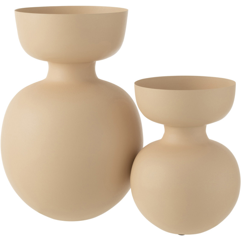 Vase Rond Hauteur 45 cm en Métal Beige Manilo - 2