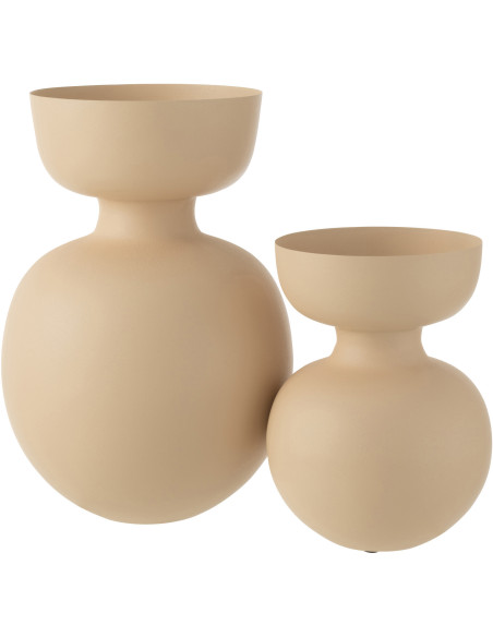 Vase Rond Hauteur 45 cm en Métal Beige Manilo - 2