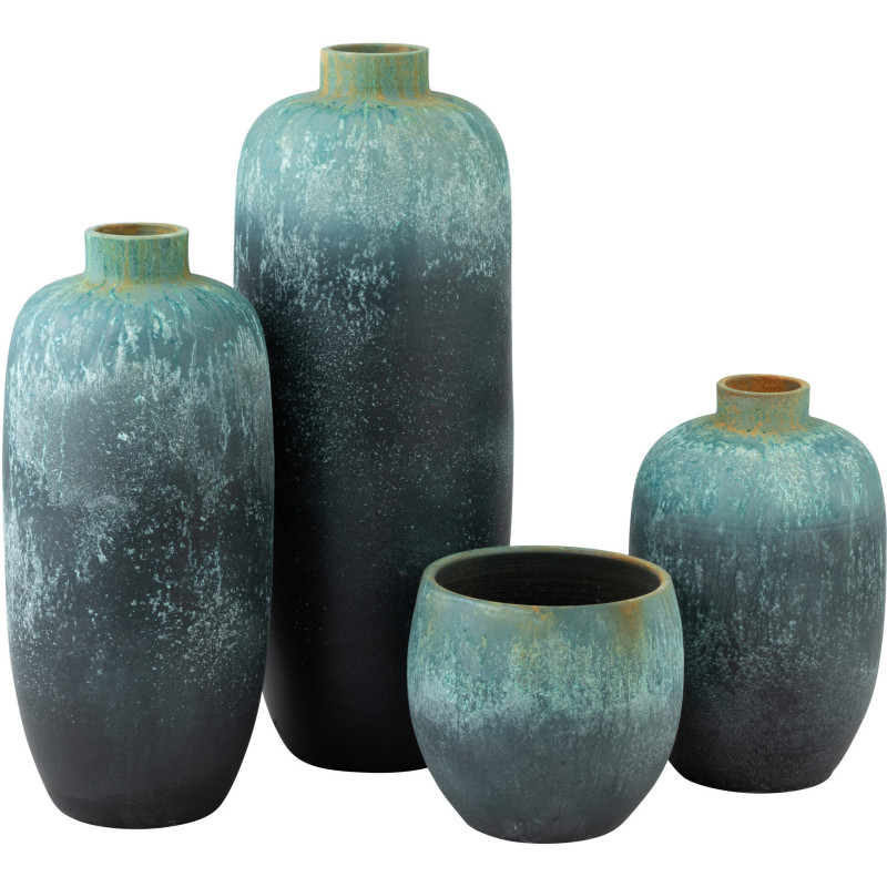 Vase Ovale XXL Vintage Hauteur 90 cm en Céramique Azur Evasio - 2
