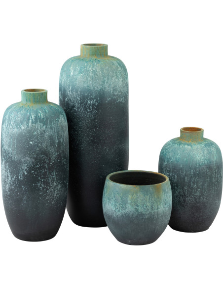 Vase Ovale XXL Vintage Hauteur 90 cm en Céramique Azur Evasio - 2