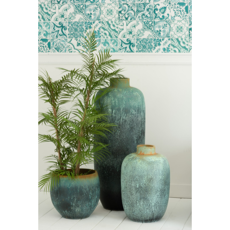 Vase Ovale XXL Vintage Hauteur 90 cm en Céramique Azur Evasio - 3
