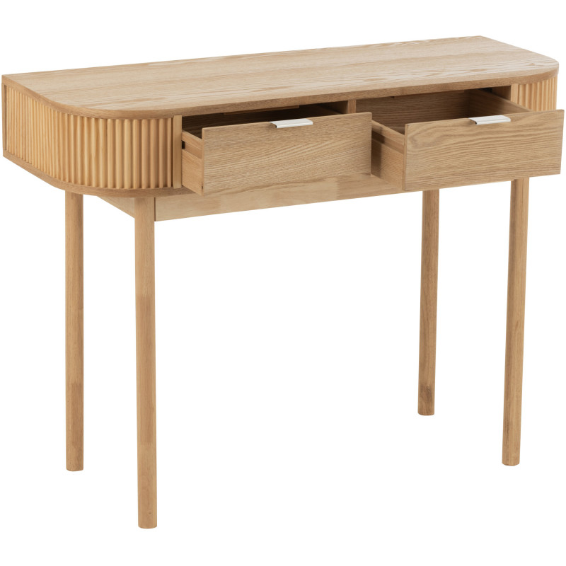 Console japandi arrondie 2 tiroirs en Bois de pin Naturel Kaori - 4