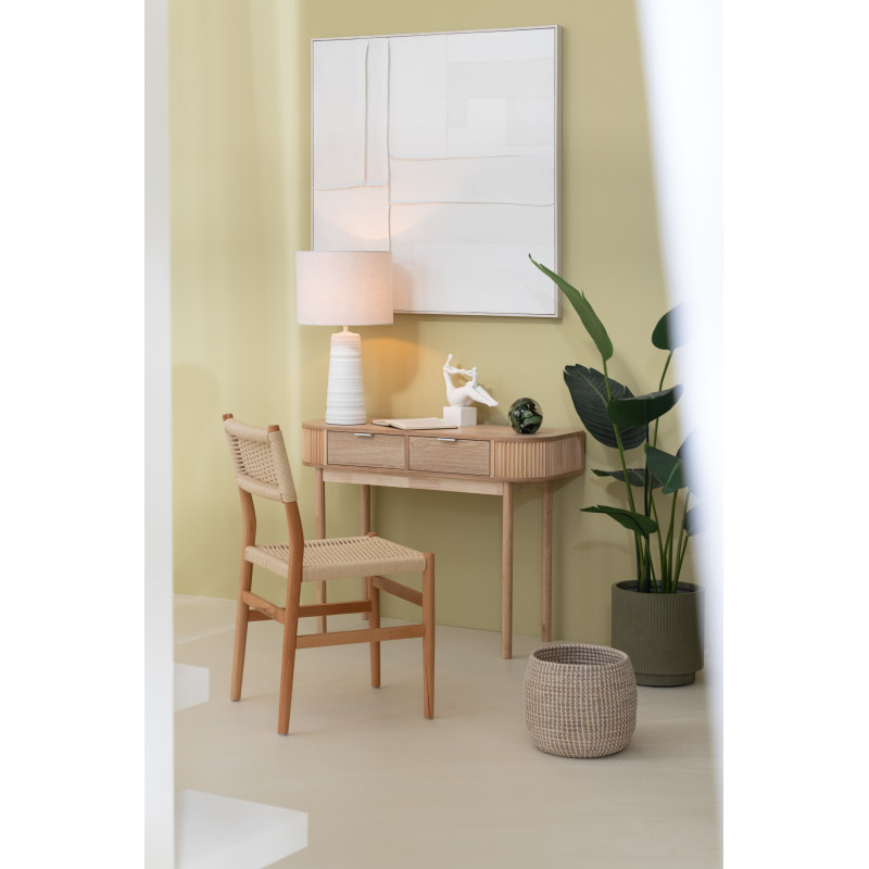 Console japandi arrondie 2 tiroirs en Bois de pin Naturel Kaori - 2