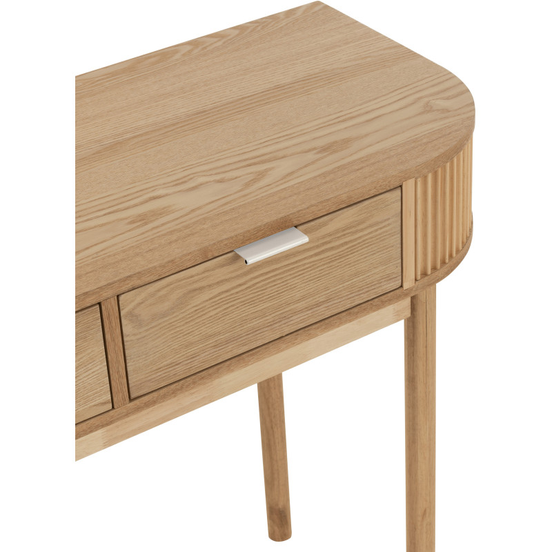 Console japandi arrondie 2 tiroirs en Bois de pin Naturel Kaori - 5