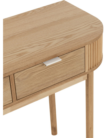 Console japandi arrondie 2 tiroirs en Bois de pin Naturel Kaori - 5