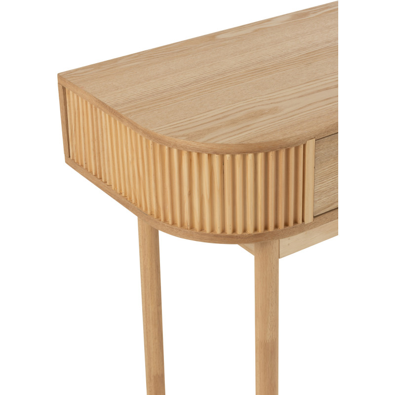 Console japandi arrondie 2 tiroirs en Bois de pin Naturel Kaori - 6