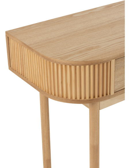 Console japandi arrondie 2 tiroirs en Bois de pin Naturel Kaori - 6