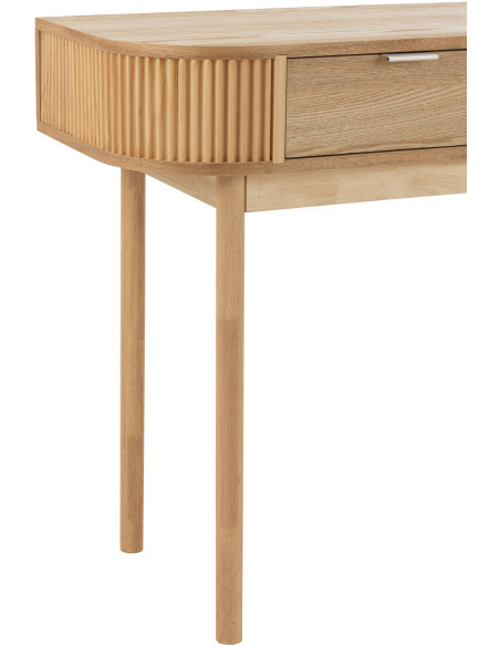 Console japandi arrondie 2 tiroirs en Bois de pin Naturel Kaori - 7