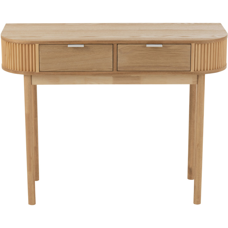 Console japandi arrondie 2 tiroirs en Bois de pin Naturel Kaori - 3