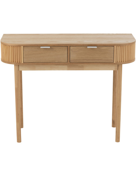 Console japandi arrondie 2 tiroirs en Bois de pin Naturel Kaori - 3
