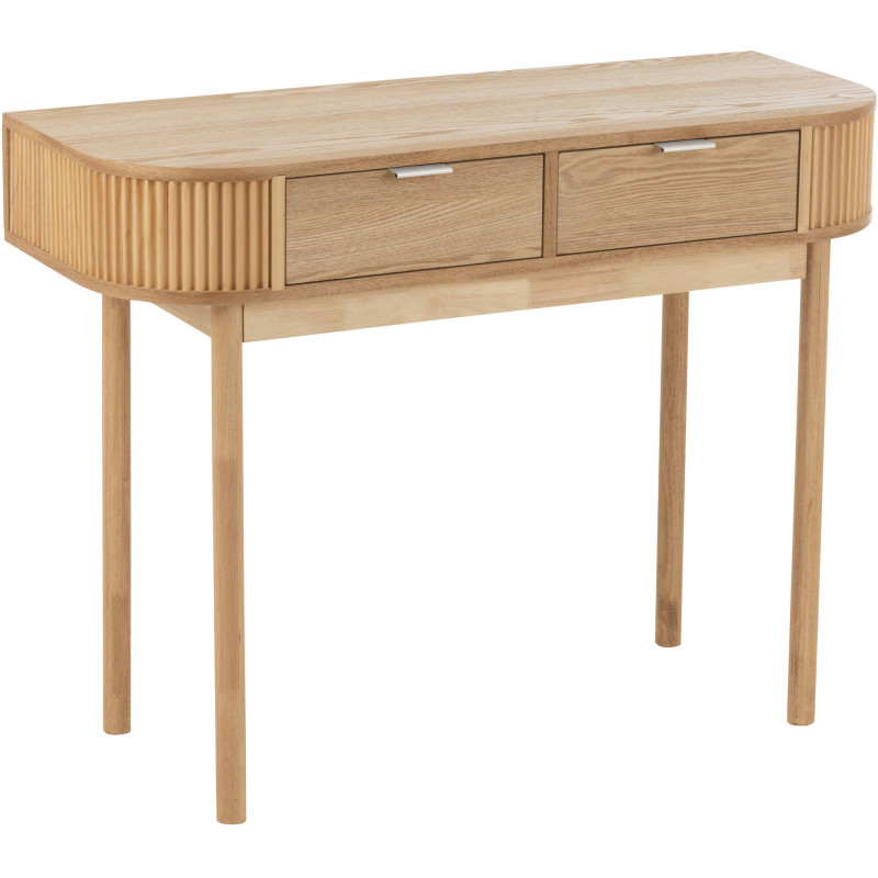 Console japandi arrondie 2 tiroirs en Bois de pin Naturel Kaori - 1