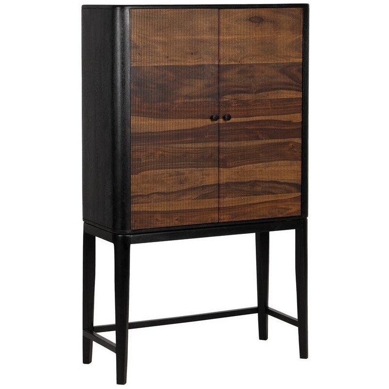 Buffet moderne Haut 2 portes en Bois de manguier Bois de Sheesham Marron Noir Ansel - 1