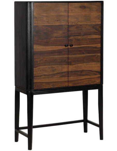 Buffet moderne Haut 2 portes en Bois de manguier Bois de Sheesham Marron Noir Ansel - 1