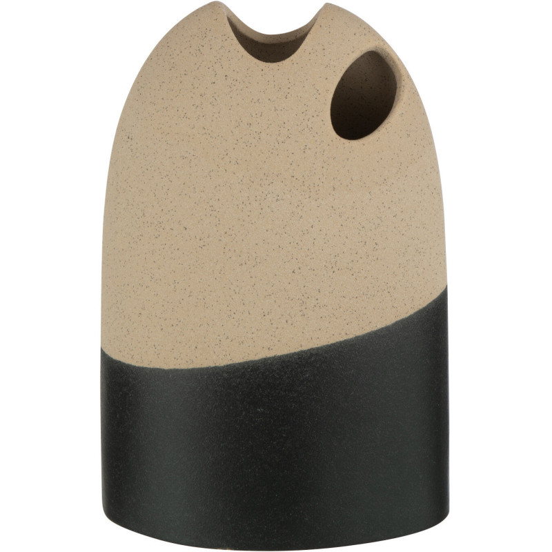 Vase Ovale Hauteur 25 cm en Céramique Beige Noir Shori - 1