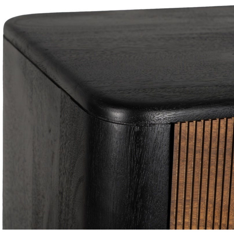 Buffet moderne Haut 2 portes en Bois de manguier Bois de Sheesham Marron Noir Ansel - 3